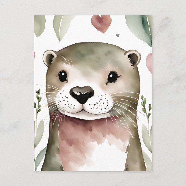 Carte Postale Aquarelle adorable Otter (Devant)