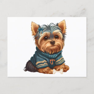 Carte Postale Aquarelle adorable Yorkshire Terrier Chiot