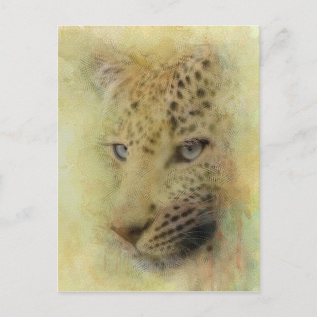 Carte Postale  Aquarelle africaine de la faune léopard (Devant)