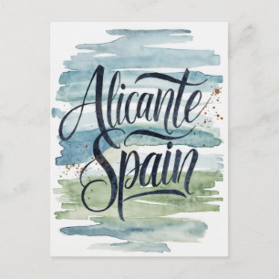 Carte Postale Aquarelle Alicante Espagne