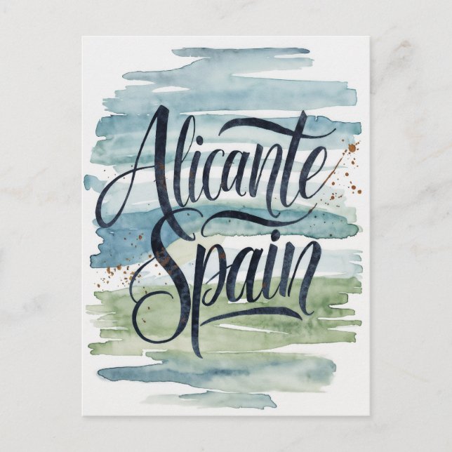 Carte Postale Aquarelle Alicante Espagne (Devant)