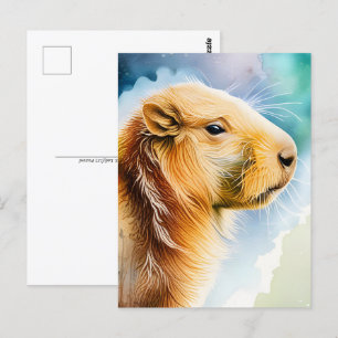 Carte Postale Aquarelle Animaux, Capybara, Post-croisement