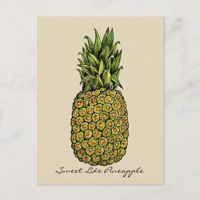 Carte Postale Aquarelle Art mignon ananas (Devant)