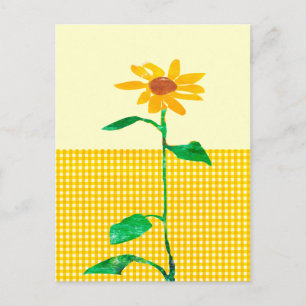 Carte Postale Aquarelle artistique tournesol En vichy Motif