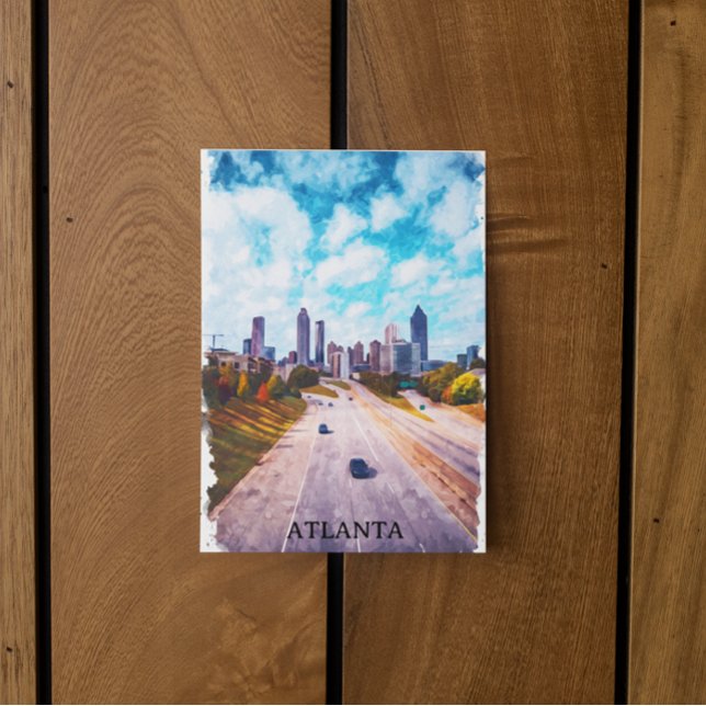Carte Postale Aquarelle Atlanta Georgia Skyline City (atlanta georgia skyline view travel postcard)