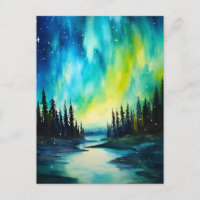 Aquarelle aurore boréale aurore boréale