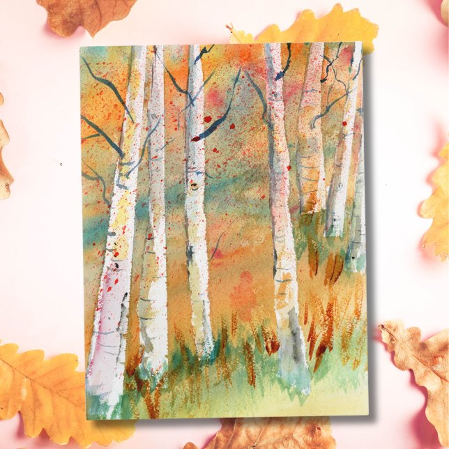 Carte Postale Aquarelle Automne Aspen Trees (Créateur téléchargé)