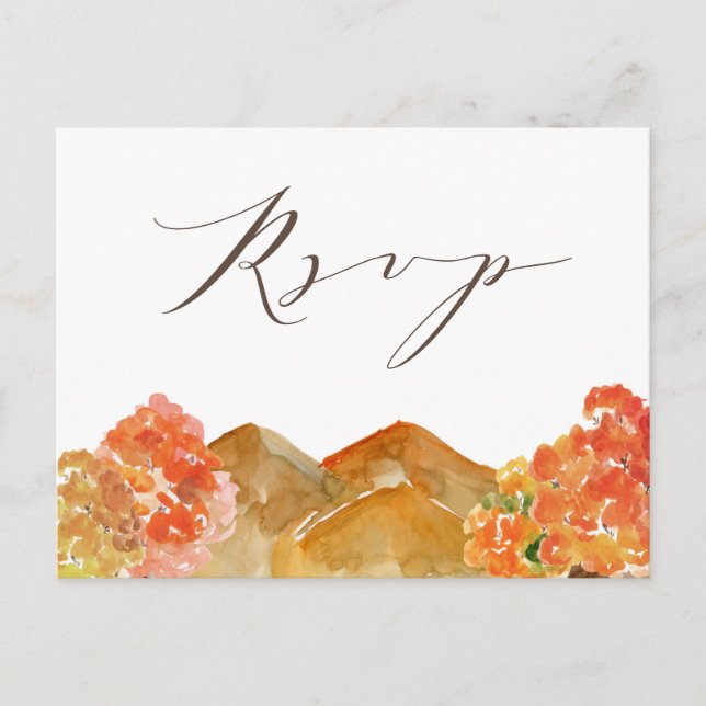 Carte Postale Aquarelle Automne Bois Mariage de automne RSVP (Devant)