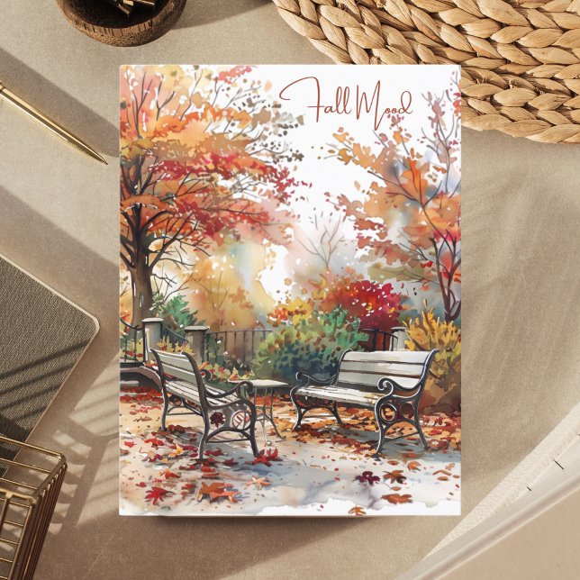 Carte Postale Aquarelle Automne dans le parc Automne Humeur (Créateur téléchargé)