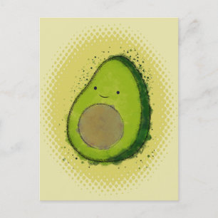 Carte Postale Aquarelle Avocado Cute Style Vintage Imprimer