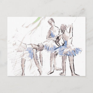 Carte Postale Aquarelle Ballet Danse Ballerina