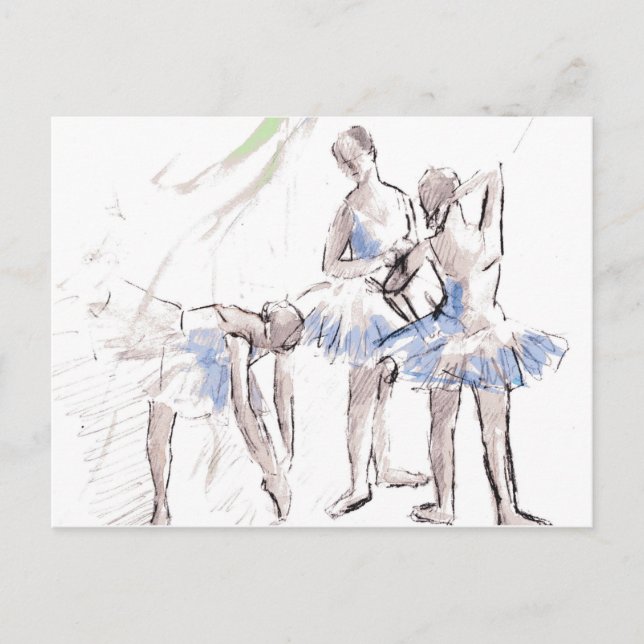 Carte Postale Aquarelle Ballet Danse Ballerina (Devant)