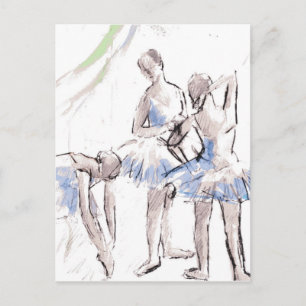 Carte Postale Aquarelle Ballet Danse Ballerina