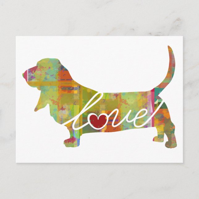 Carte Postale Aquarelle Basset Hound (Devant)