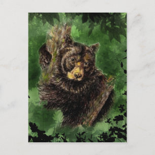 Carte Postale Aquarelle Black Bear Hugues Animal Art