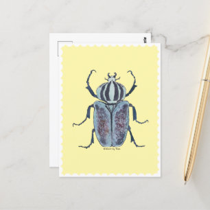 Carte Postale Aquarelle bleu Beetle