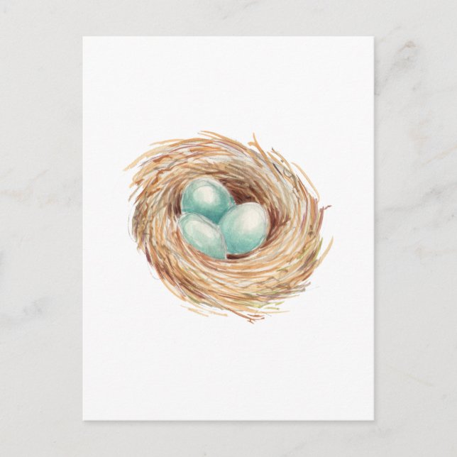 Carte Postale Aquarelle bleu de l'Oeuf de Robin (Devant)