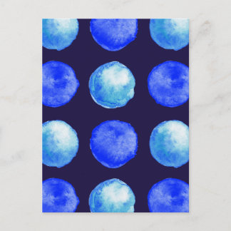 Carte Postale Aquarelle Bleu d'hiver Grand Motif de points