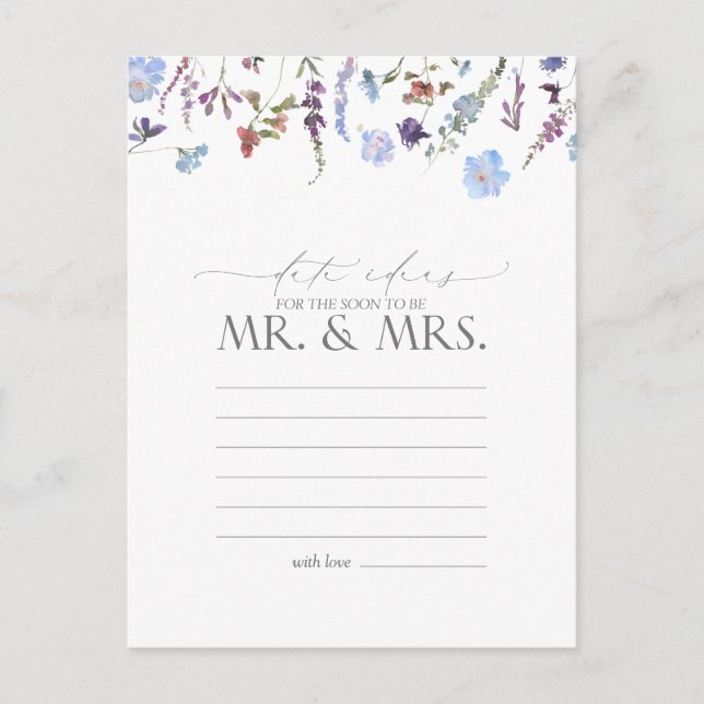 Carte Postale Aquarelle bleu Dusty Fleur sauvage Date Idées (Devant)