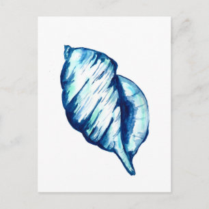 Carte Postale Aquarelle bleu Seashell