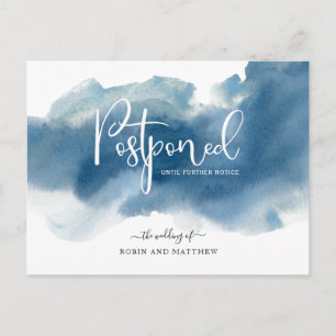 Carte Postale Aquarelle bleue, Faire-part Mariage de postpontage