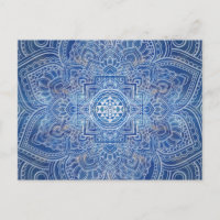 Aquarelle bleue Sri Yantra / Sri Chakra