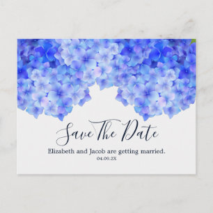 Carte Postale Aquarelle Blue Hydrangea Enregistrer la date