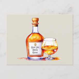 Carte Postale Aquarelle Boire Cognac