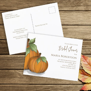 Carte Postale Aquarelle botanique Automne Citrouille Fête des ma