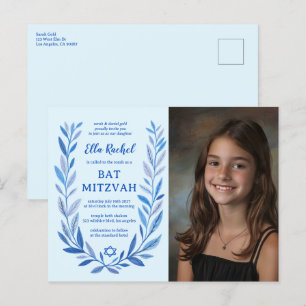 Carte Postale Aquarelle botanique CUSTOM PHOTO Bat Bar Mitzvah