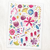 Aquarelle Botanique Fleur sauvage Peinture de haie