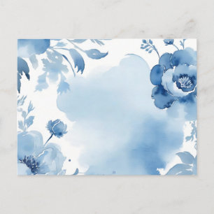 Carte Postale Aquarelle botanique moderne bleu doux