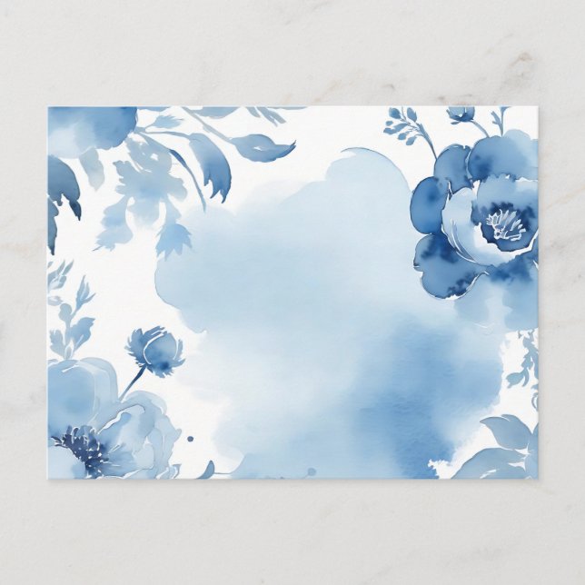 Carte Postale Aquarelle botanique moderne bleu doux (Devant)