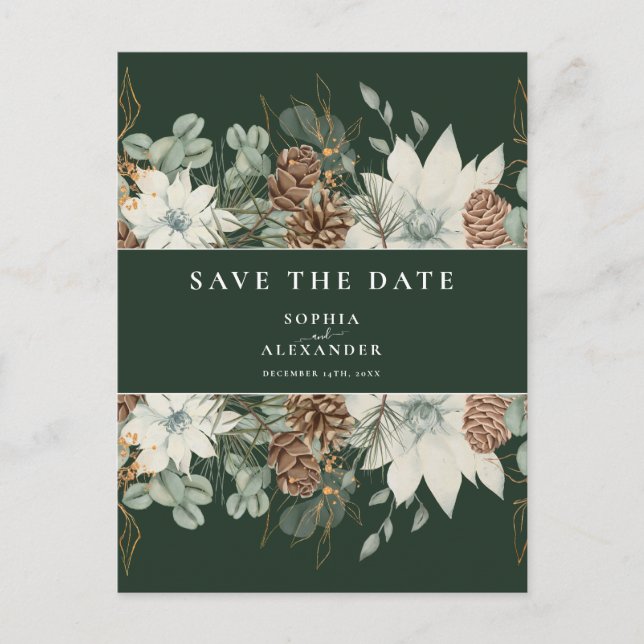 Carte Postale Aquarelle botanique verte de forêt enregistrer la  (Devant)