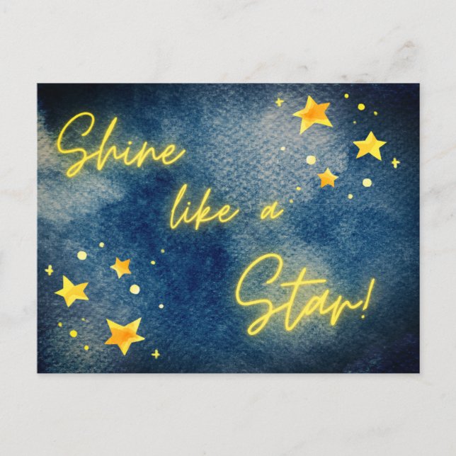 Carte Postale Aquarelle brillante comme Star Inspirational Quote (Devant)