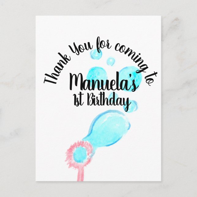 Carte Postale Aquarelle Bubble Wand Pop Pop Pop Anniversaire (Devant)
