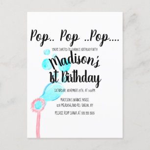 Carte Postale Aquarelle Bubble Wand Pop Pop Pop Anniversaire 