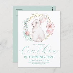 Carte Postale Aquarelle Bunny de Pâques fille Anniversaire Paste