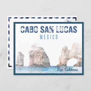 Carte Postale Aquarelle Cabo San Lucas Mexique Arc Vintage