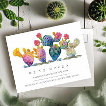 Aquarelle Cactus Nouvelle maison Faire-part mobile