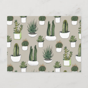 Carte Postale Aquarelle Cactus & Succulent - Beige