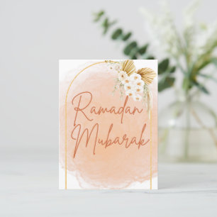 Carte Postale Aquarelle Cadre Floral Script Ramadan Moubarak