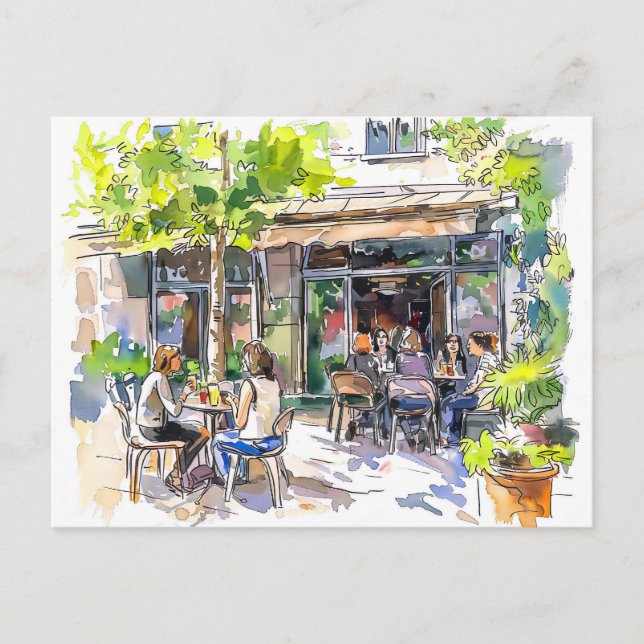 Carte Postale Aquarelle Café d'été Berlin Kreuzberg (Devant)