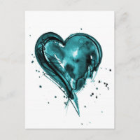 Aquarelle cardiaque turquoise