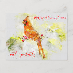 Carte Postale Aquarelle Cardinal Rouge Messager du Ciel