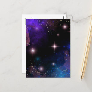 Carte Postale Aquarelle Céleste étoiles cosmiques et ciel