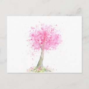 Carte Postale Aquarelle Cerisier rose