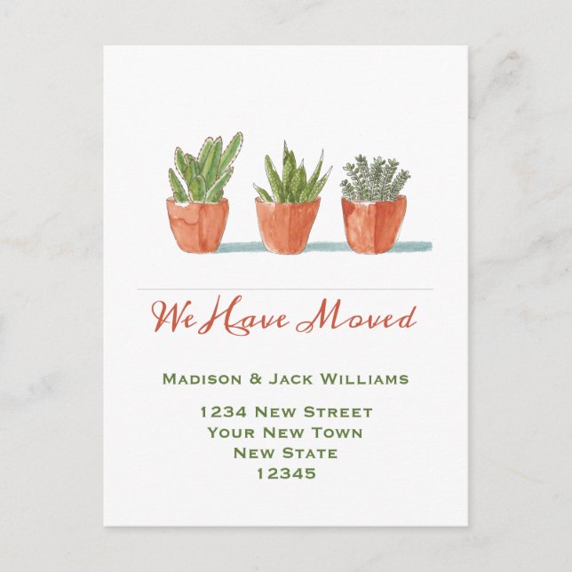 Carte Postale Aquarelle Changement d'adresse | Faire-part de dép (Devant)