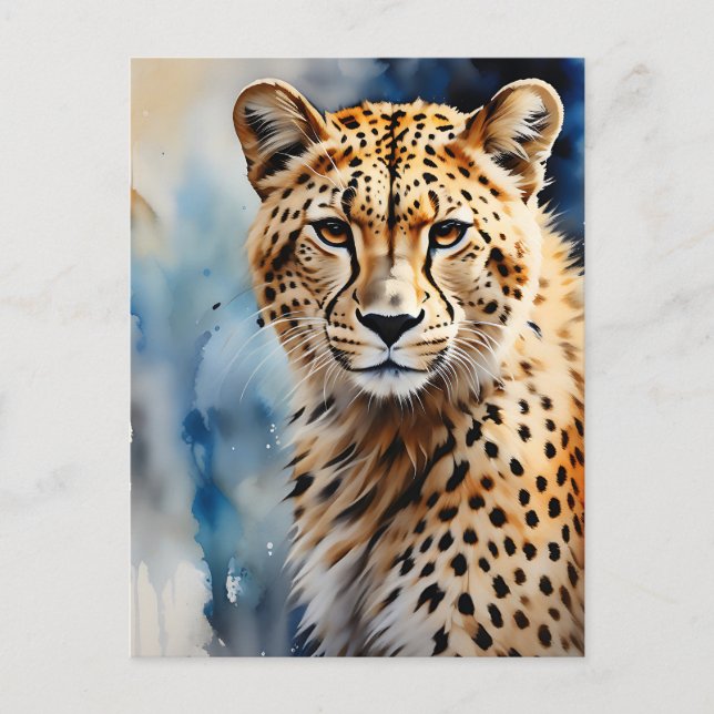 Carte Postale Aquarelle Cheetah Afrique (Devant)