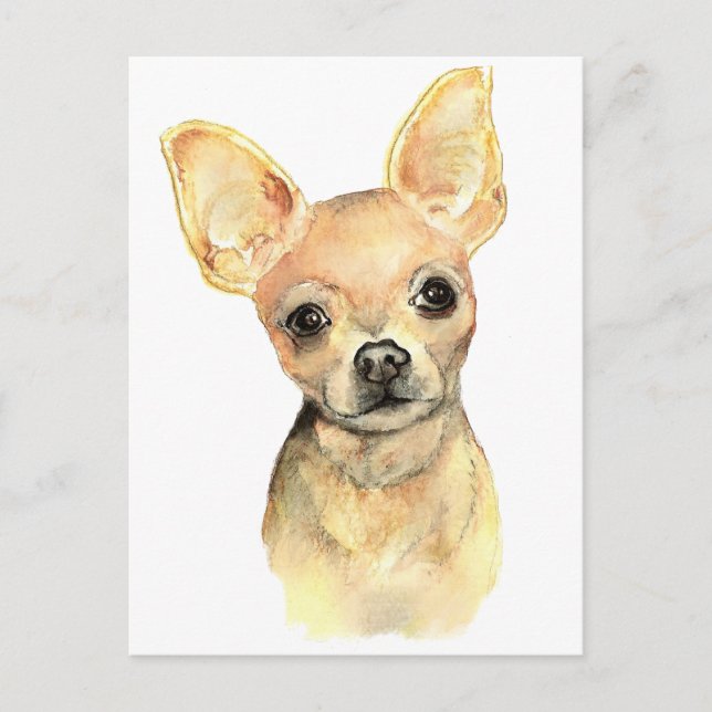 Carte Postale Aquarelle Chihuahua, animal de chien animal de com (Devant)